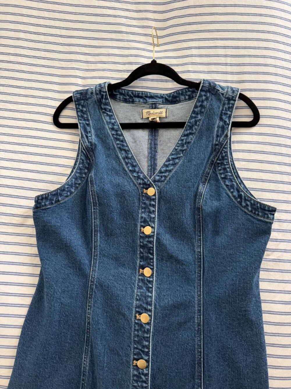 Madewell Dark Blue Denim Button-Front Midi Dress - Picture 2 of 5